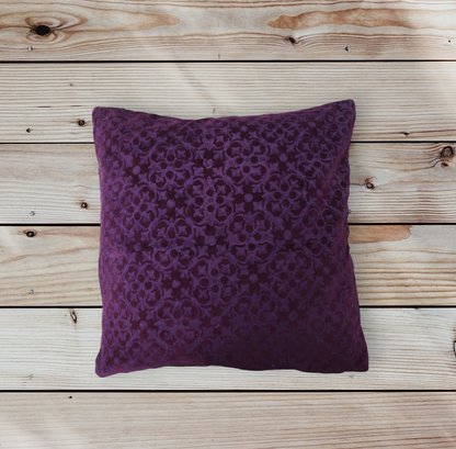 Purple embossed both side velvet cushion cover