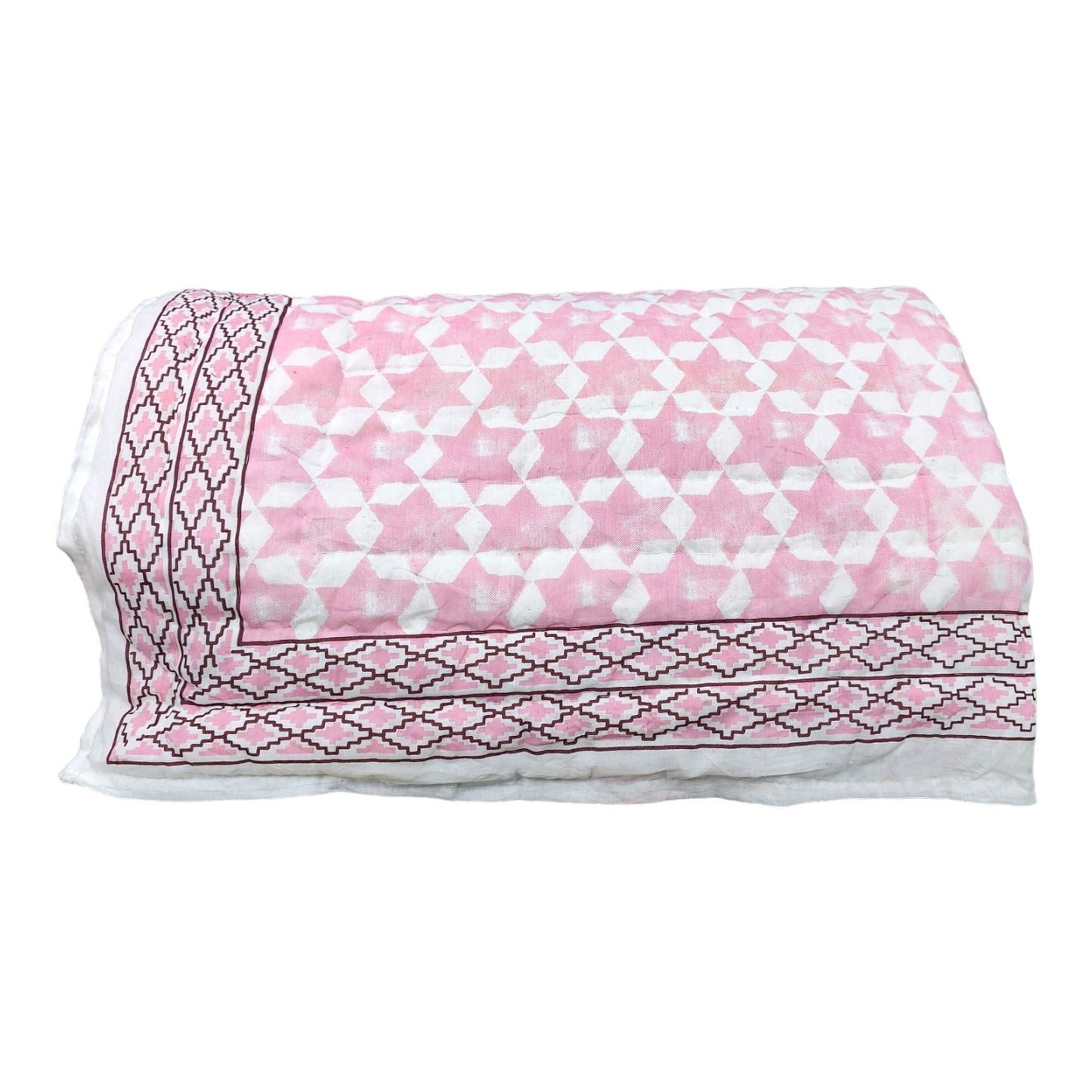 Pink Stars 200 GSM Cotton Voile Single Quilt