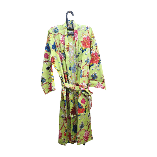 Kimono Bath Robes/ Night Suit - Tree Of Life Parrot Green
