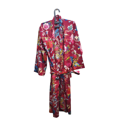 Kimono Bath Robes/ Night Suit - Tree Of Life Mahroon