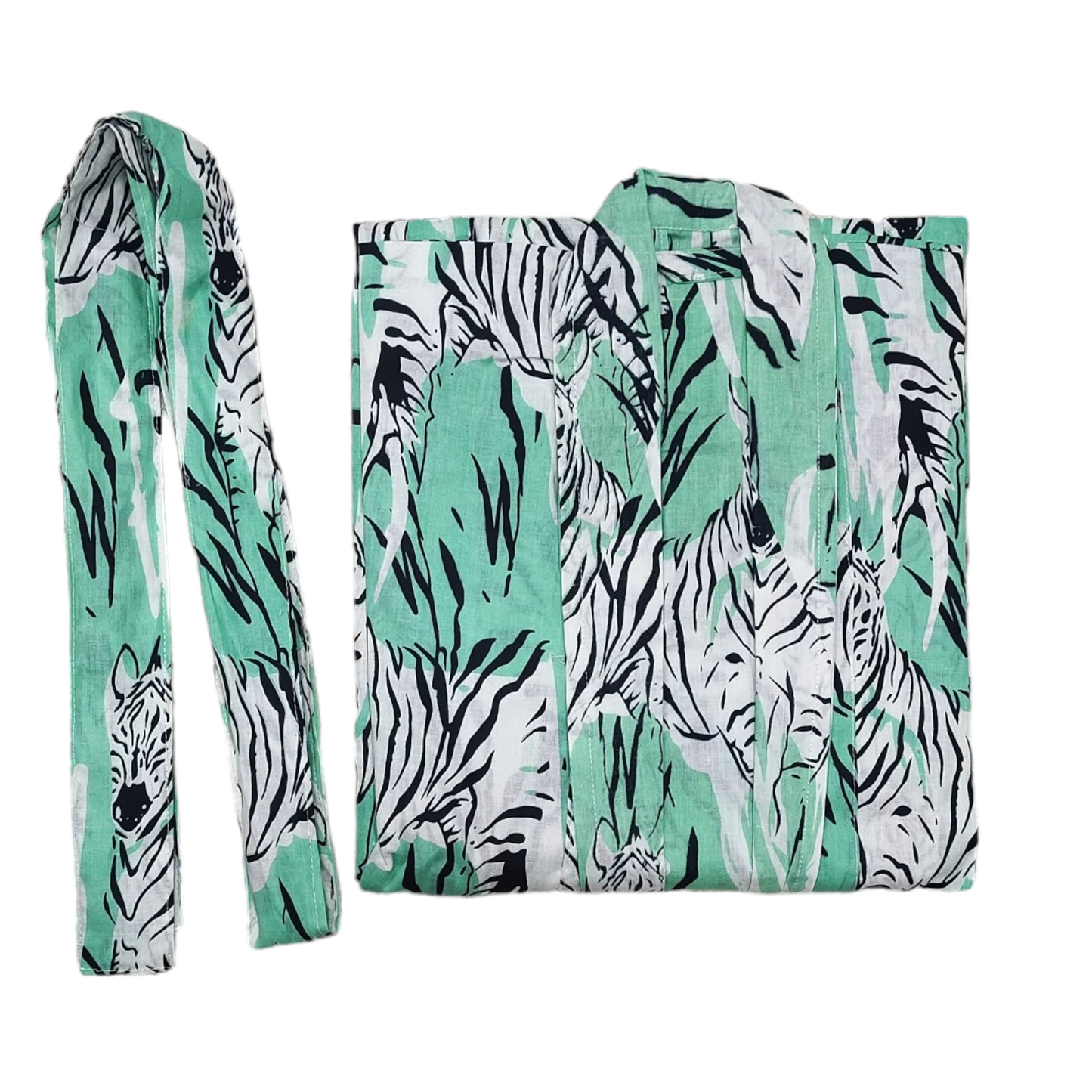 Kimono Bath Robes/ Night Suit - Zebra Green