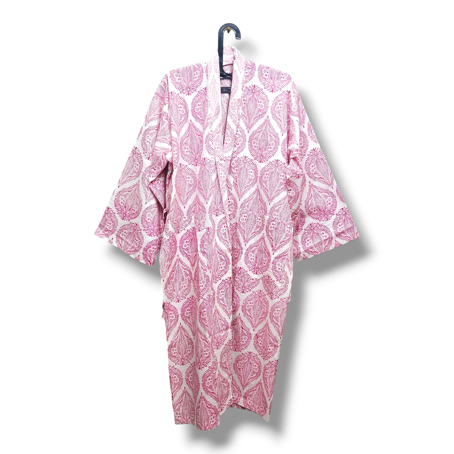 Cotton Hand Printed Kimono Robe Palladio Pink