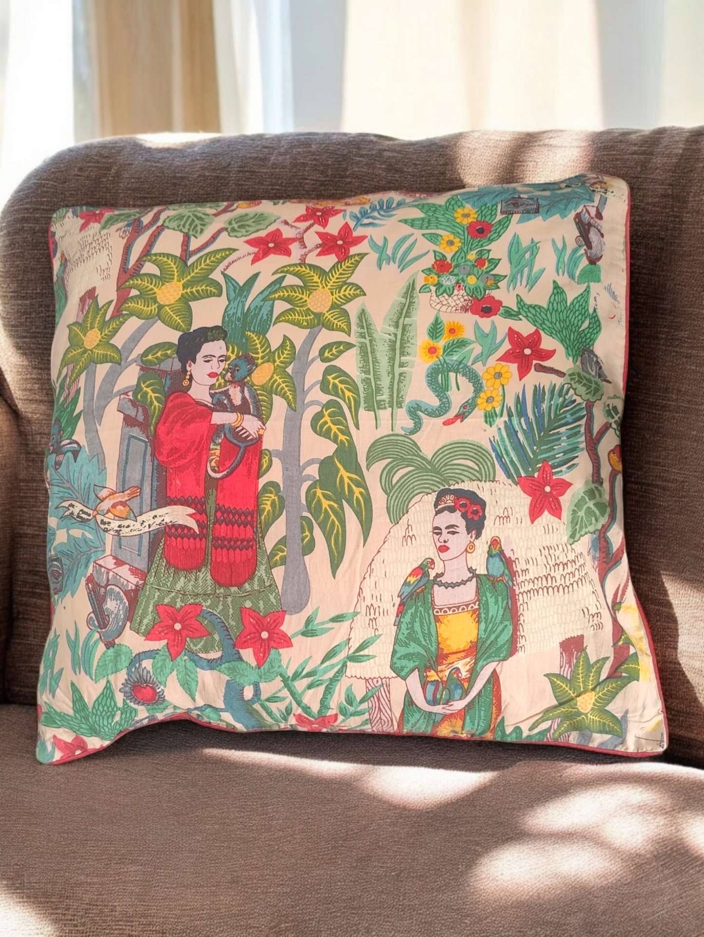 18" Frida peach Cotton Cushion Cover