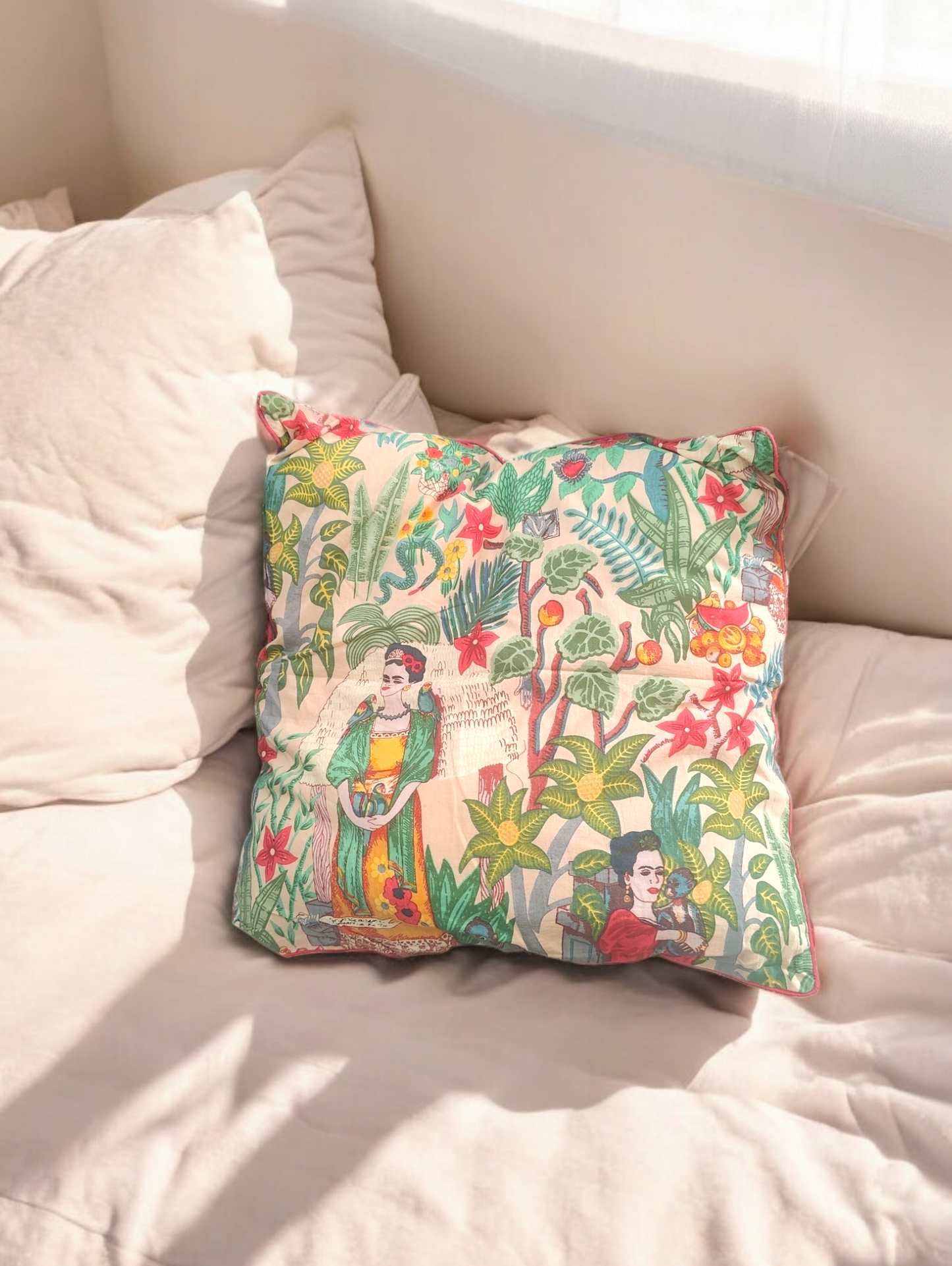 18" Frida peach Cotton Cushion Cover