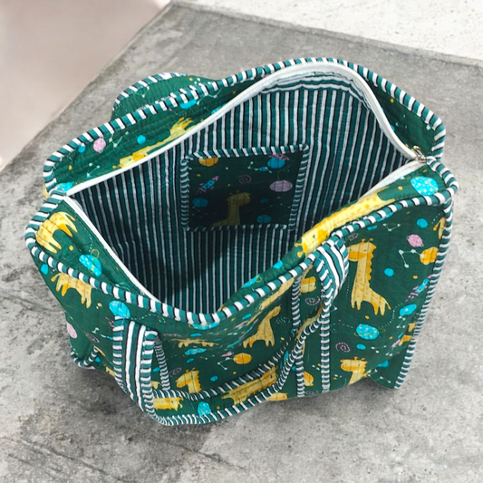 Quilted Tote Bag with zip- Galaxy