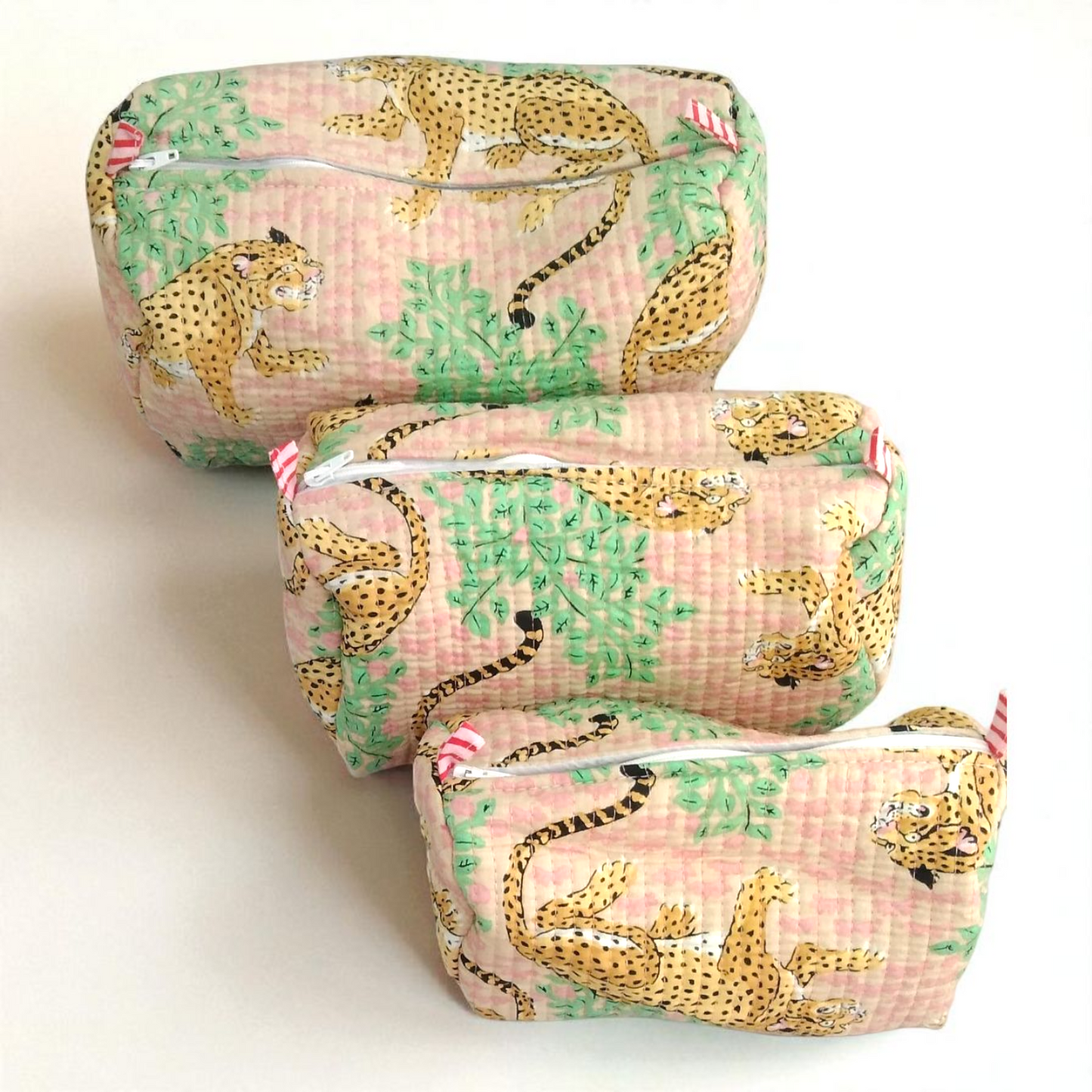 Vanity bag/ toiletry bag set of 3- Leopard