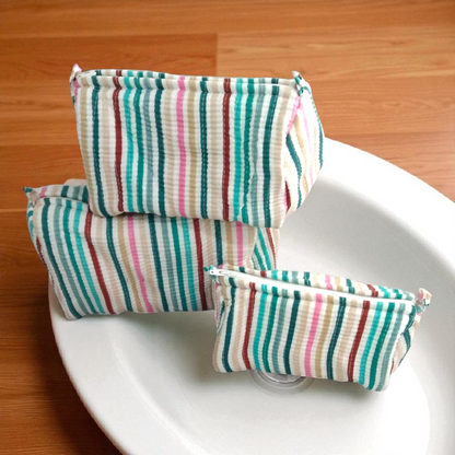 Vanity bag/ toiletry bag set of 3- Colorful stripes