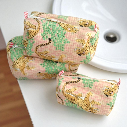 Vanity bag/ toiletry bag set of 3- Leopard