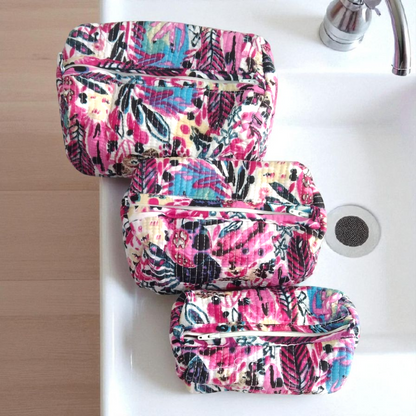 Vanity bag/ toiletry bag set of 3- Pink Bliss