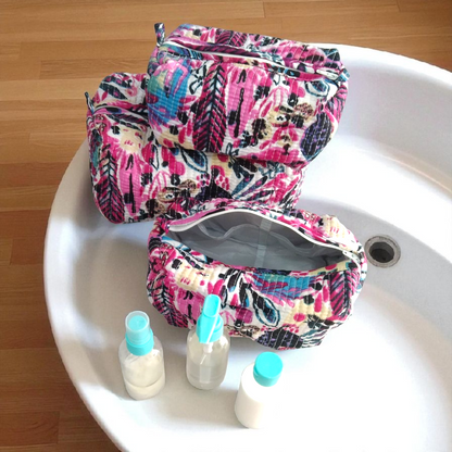 Vanity bag/ toiletry bag set of 3- Pink Bliss