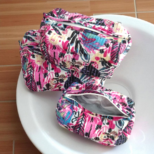 Vanity bag/ toiletry bag set of 3- Pink Bliss