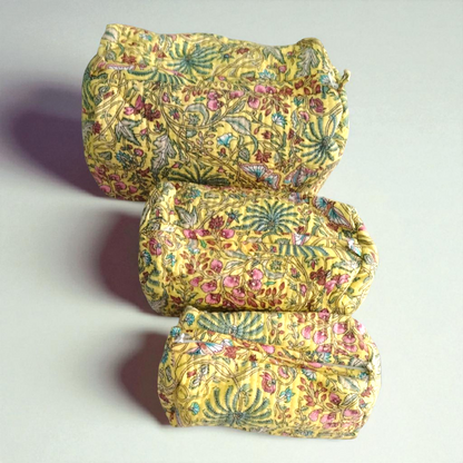 Vanity bag/ toiletry bag set of 3- Sunshine