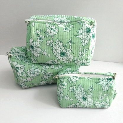 Vanity bag/ toiletry bag set of 3- cascade green
