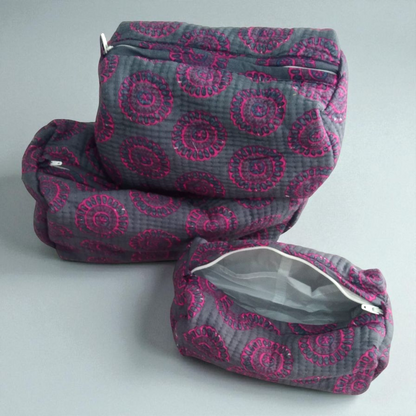 Vanity bag/ toiletry bag set of 3- Magenta