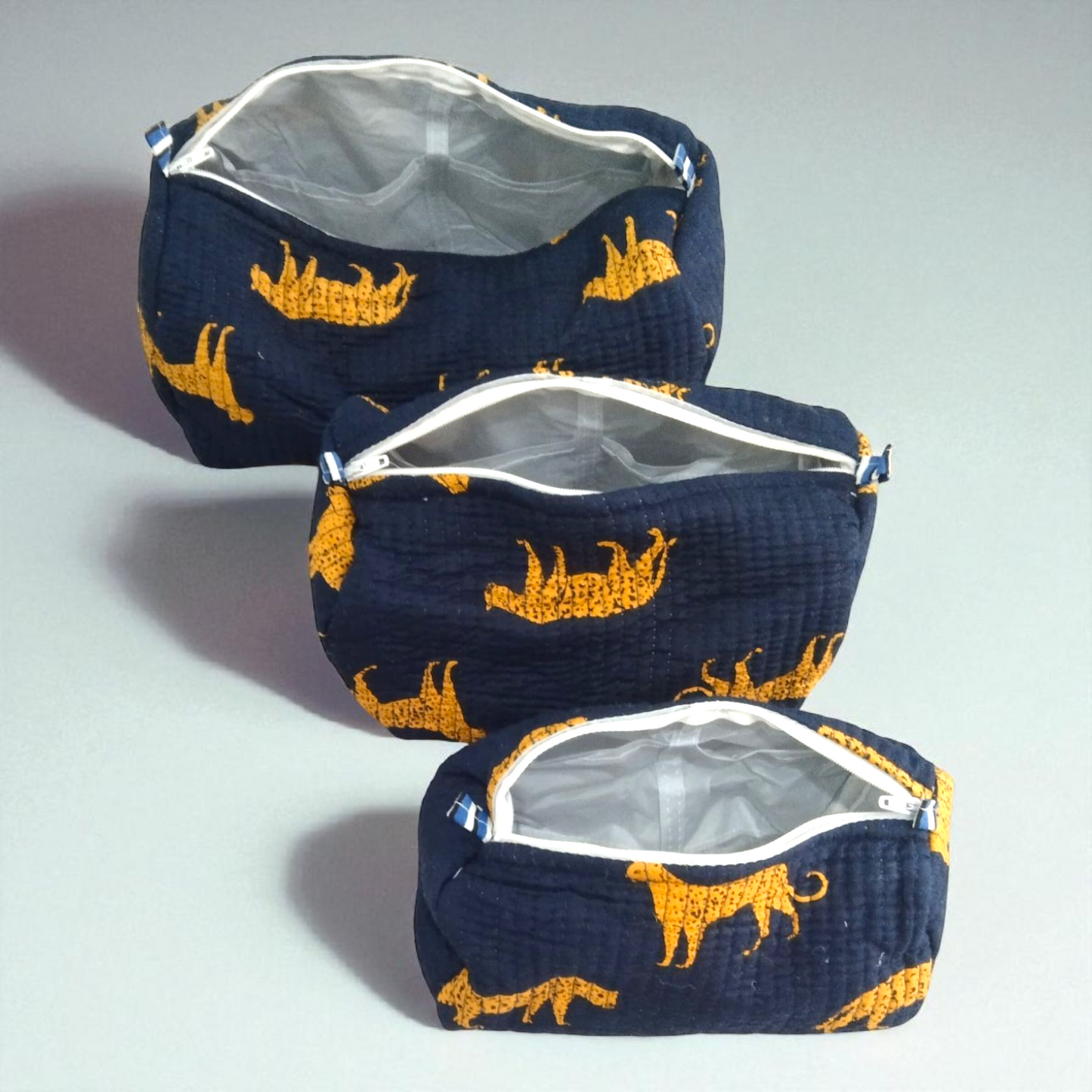 Vanity bag/ toiletry bag set of 3- leopard adventure