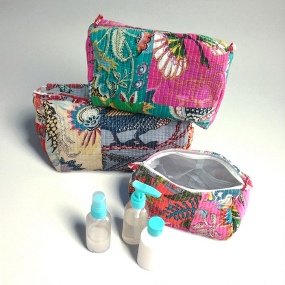 Vanity bag/ toiletry bag set of 3- Patchwork