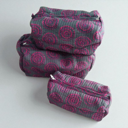 Vanity bag/ toiletry bag set of 3- Magenta