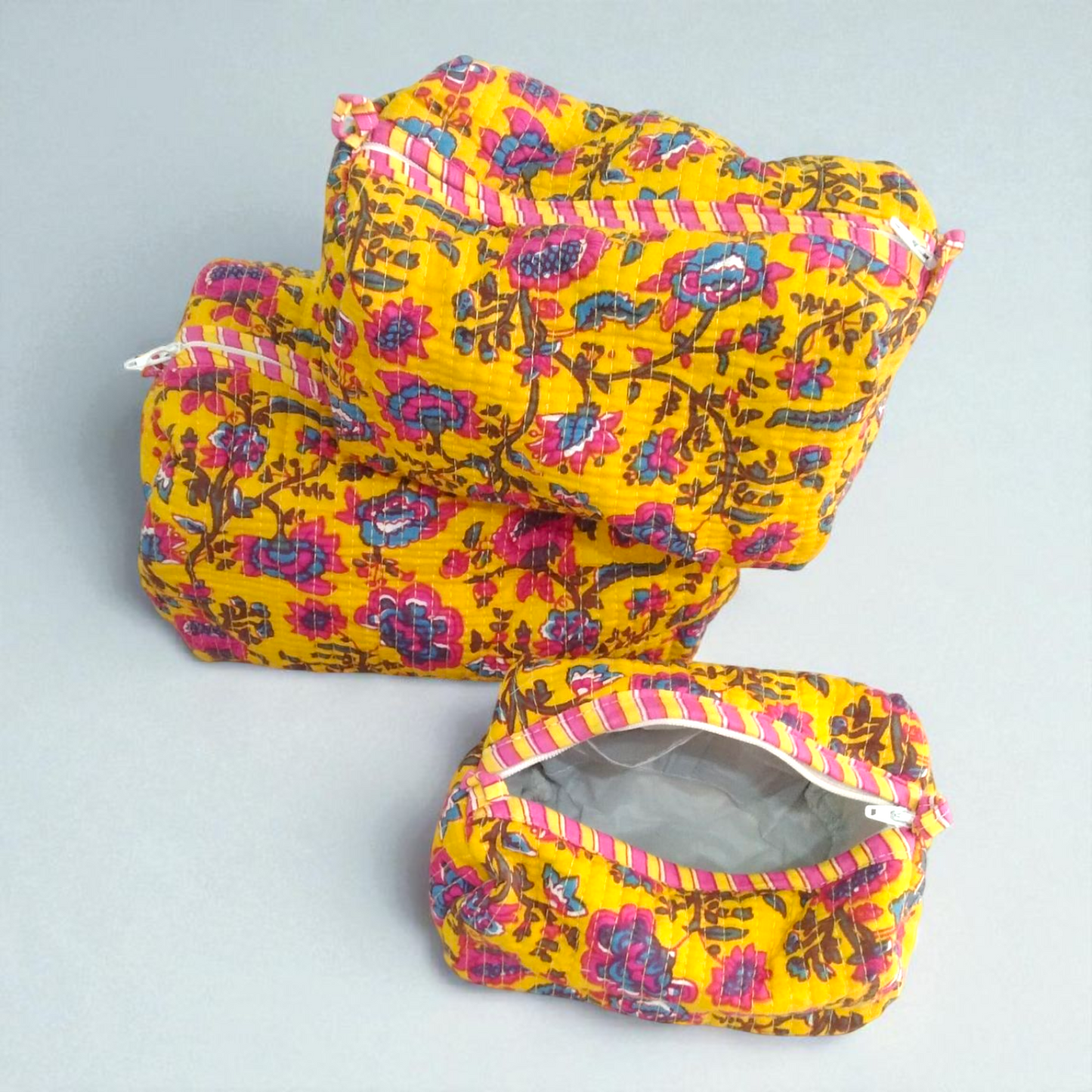 Vanity bag/ toiletry bag set of 3- Marigold