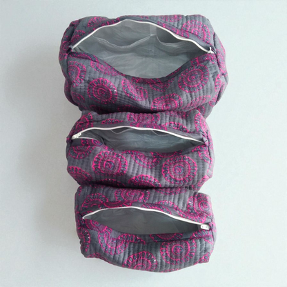 Vanity bag/ toiletry bag set of 3- Magenta