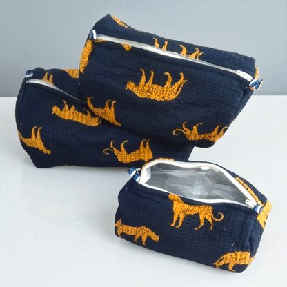 Vanity bag/ toiletry bag set of 3- leopard adventure