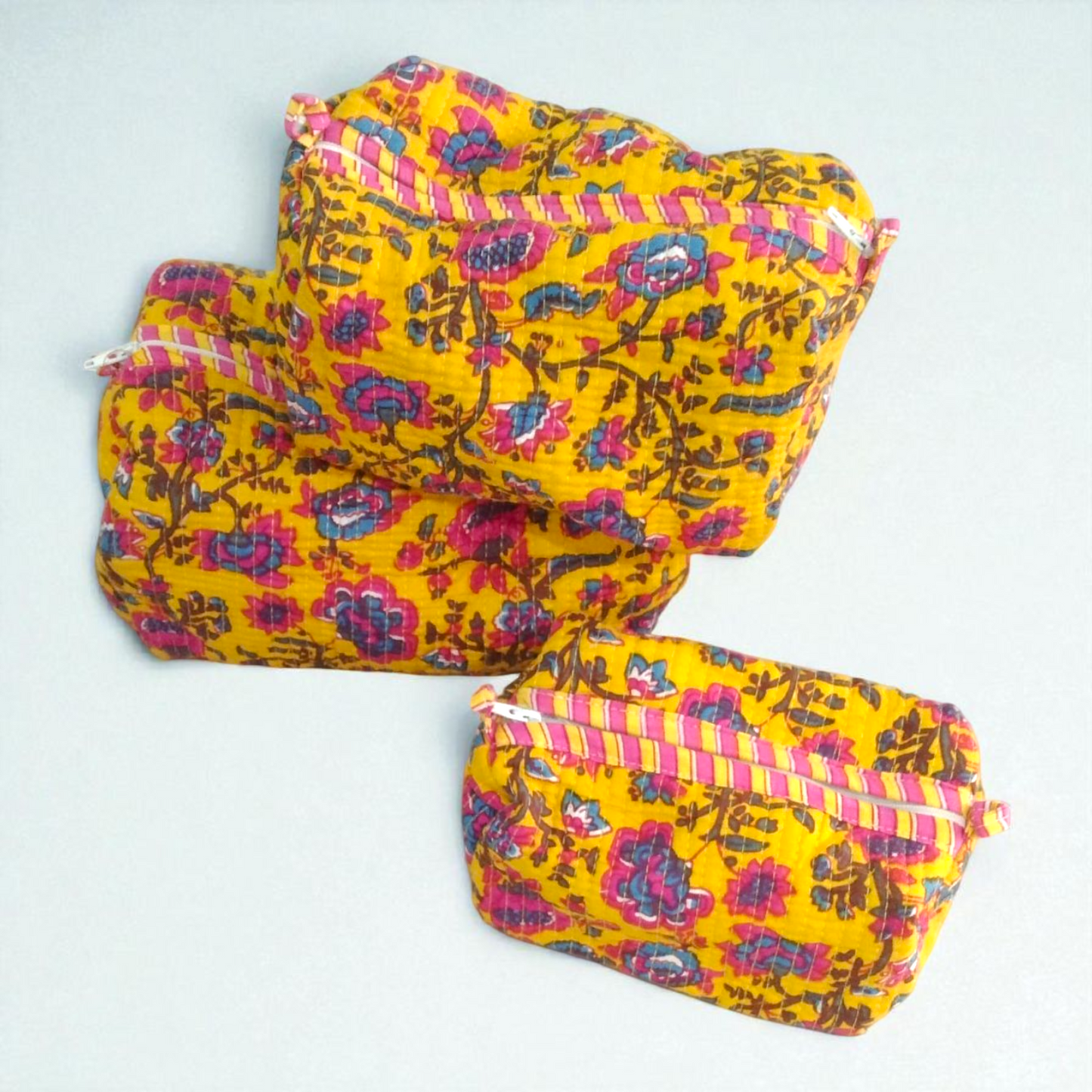 Vanity bag/ toiletry bag set of 3- Marigold