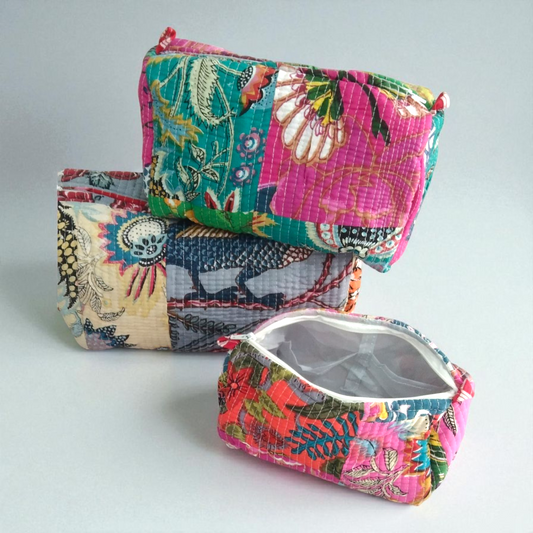 Vanity bag/ toiletry bag set of 3- Patchwork