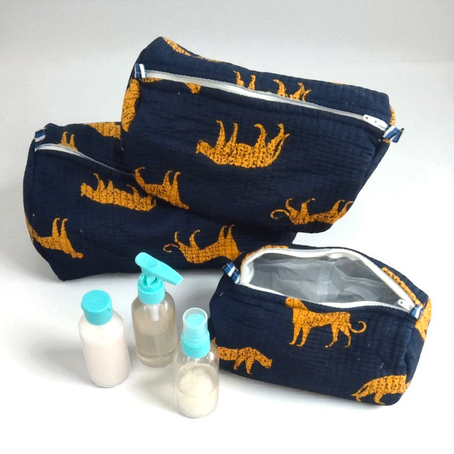 Vanity bag/ toiletry bag set of 3- leopard adventure