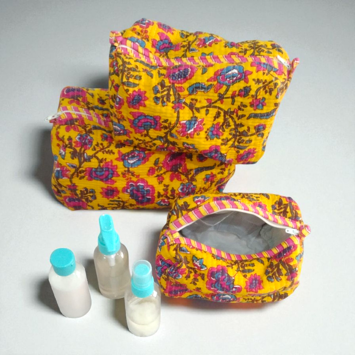 Vanity bag/ toiletry bag set of 3- Marigold