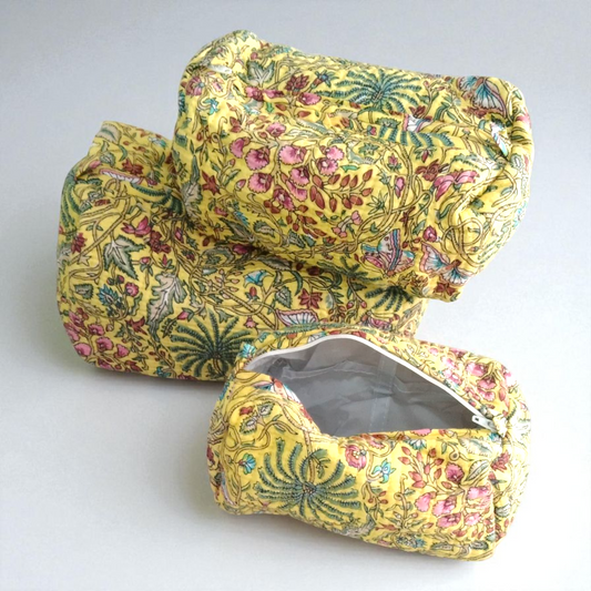 Vanity bag/ toiletry bag set of 3- Sunshine