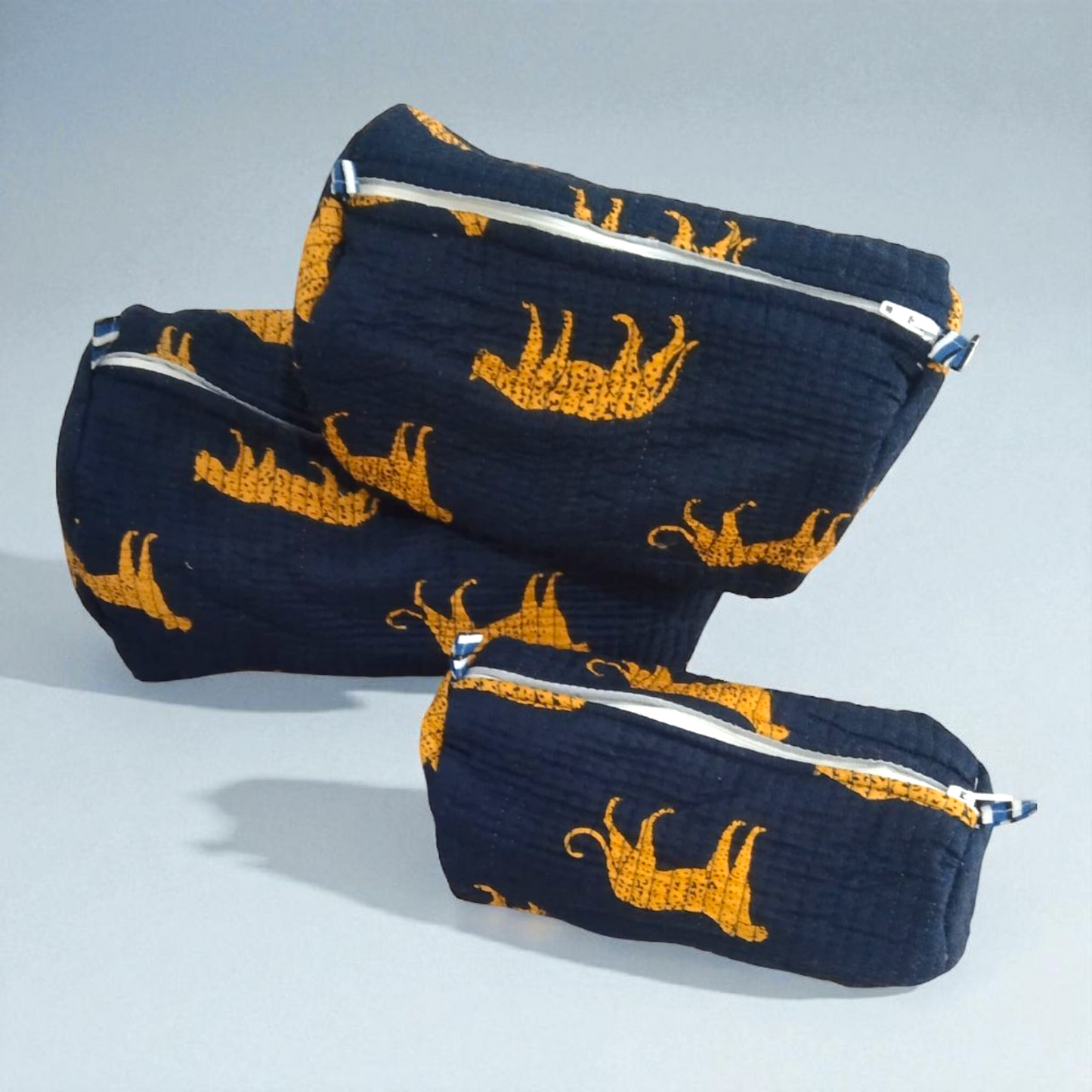 Vanity bag/ toiletry bag set of 3- leopard adventure