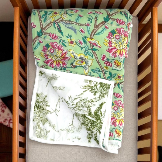 Baby dohar/ ac quilt green hues