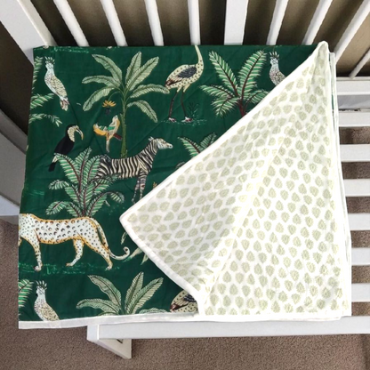 Baby dohar/ ac quilt Jungle green