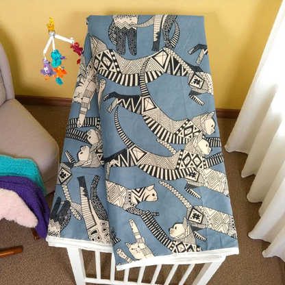 Baby dohar/ ac quilt cat party grey