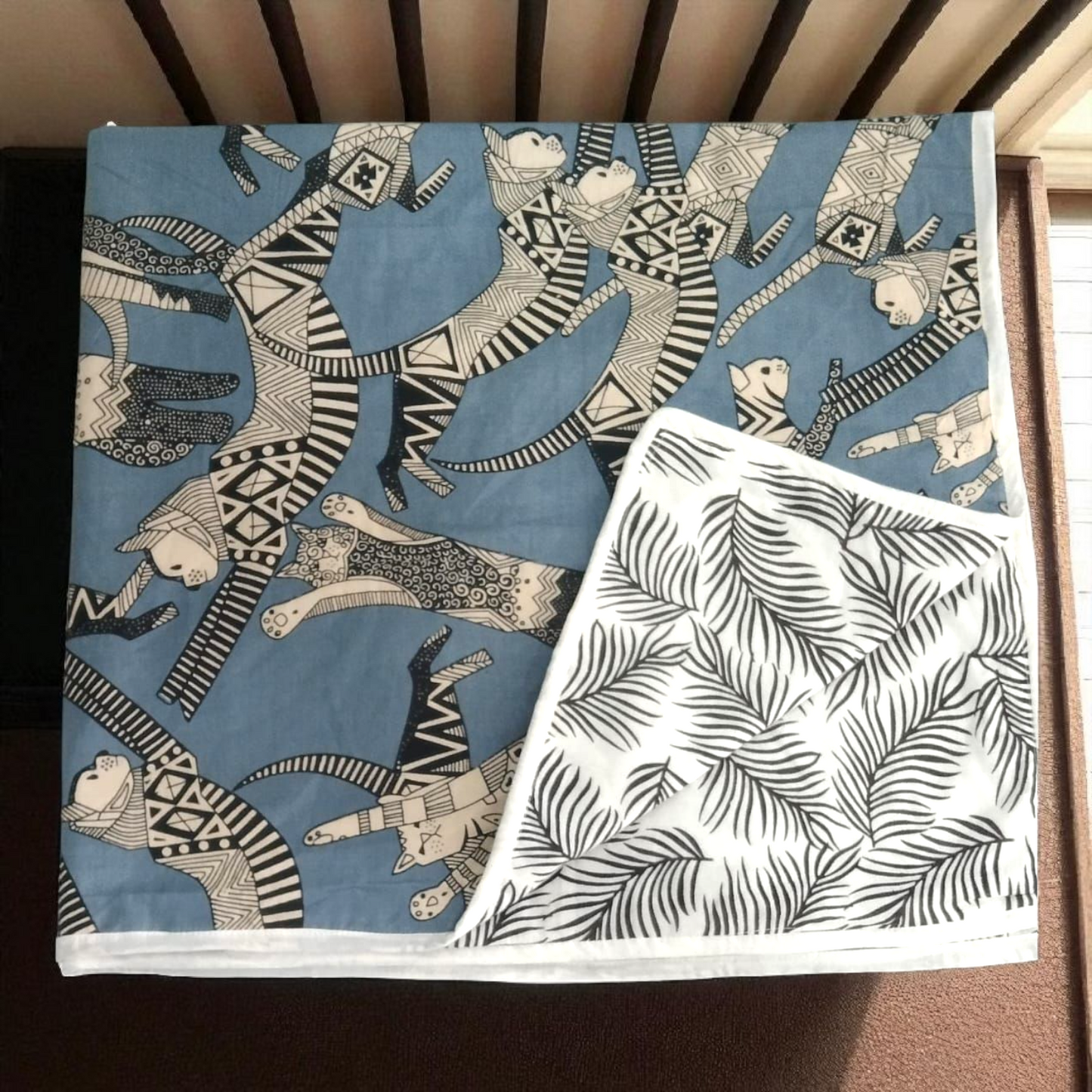 Baby dohar/ ac quilt cat party grey