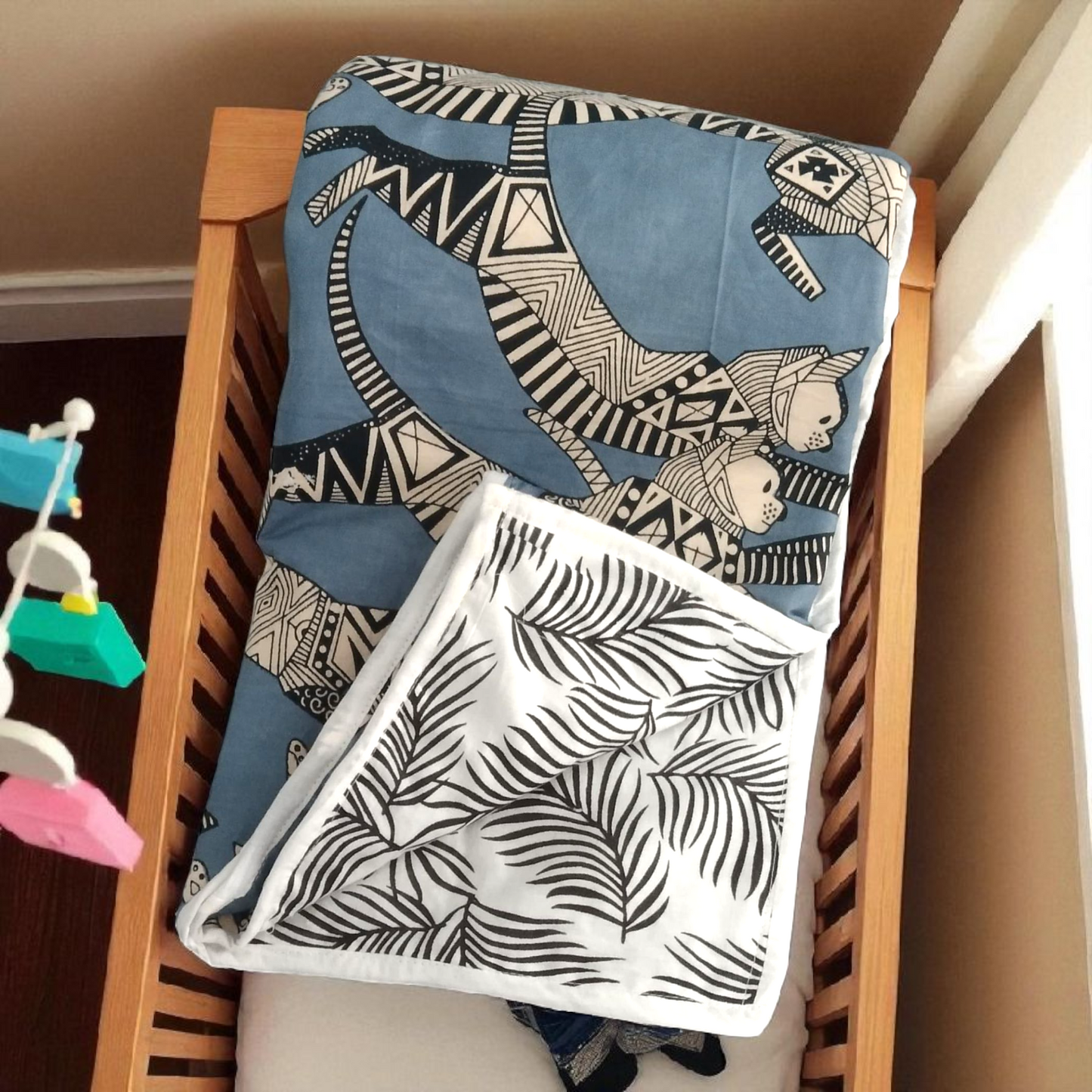 Baby dohar/ ac quilt cat party grey