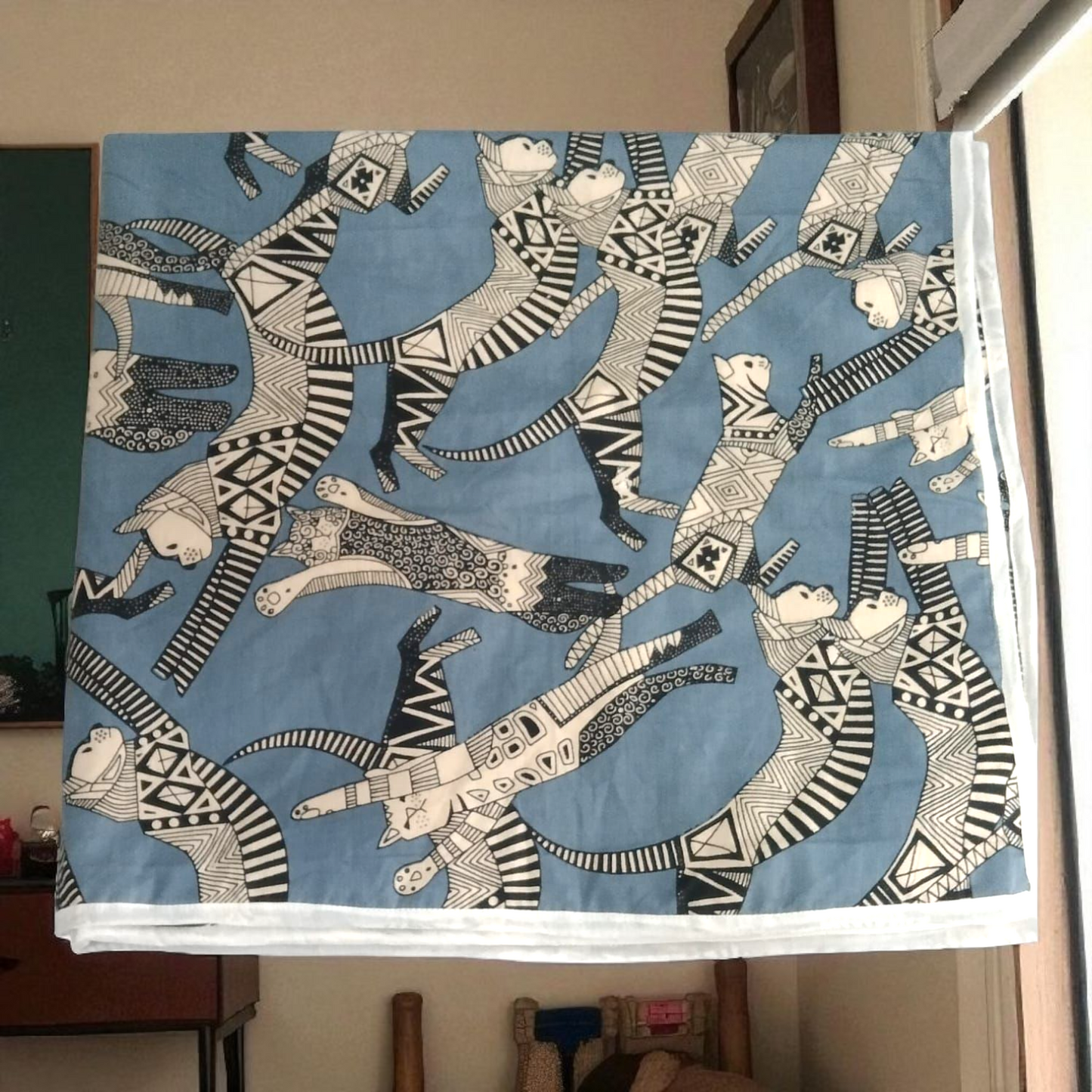 Baby dohar/ ac quilt cat party grey