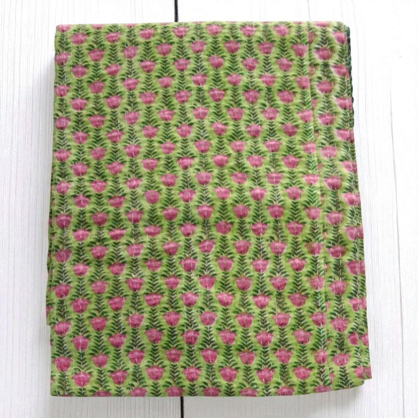 Hand Quilted Kantha Bedcover- Vibe Green