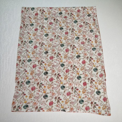 Hand Quilted Kantha Bedcover- White Floral