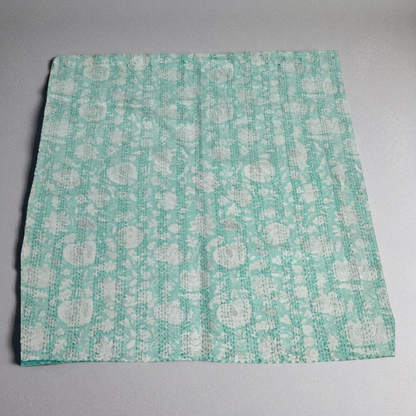 Hand Quilted Kantha Bedcover- Light green floral