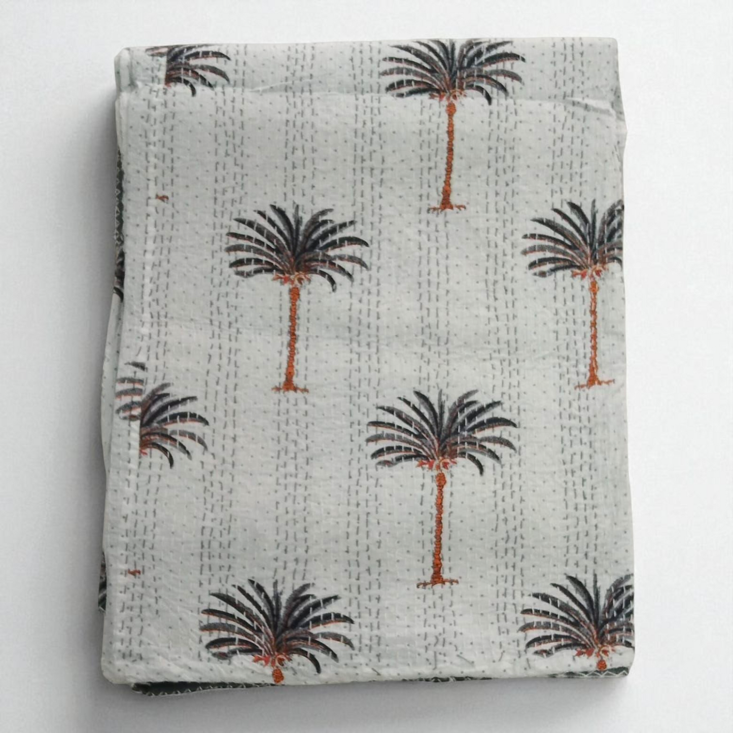 Hand Quilted Kantha Bedcover- Palm Tree