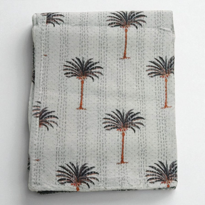 Hand Quilted Kantha Bedcover- Palm Tree