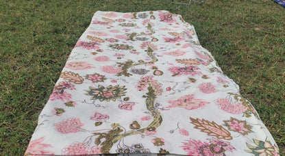 Peach Flowers Cotton Cambric Fabric Width 44 inches Fabric per meter