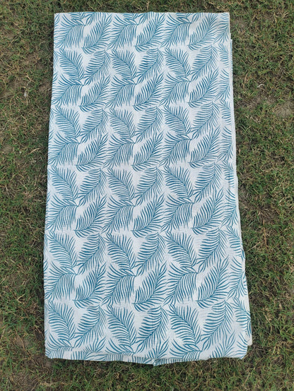 Ferns Cotton Cambric Fabric Width 44 inches- Teal Fabric per meter