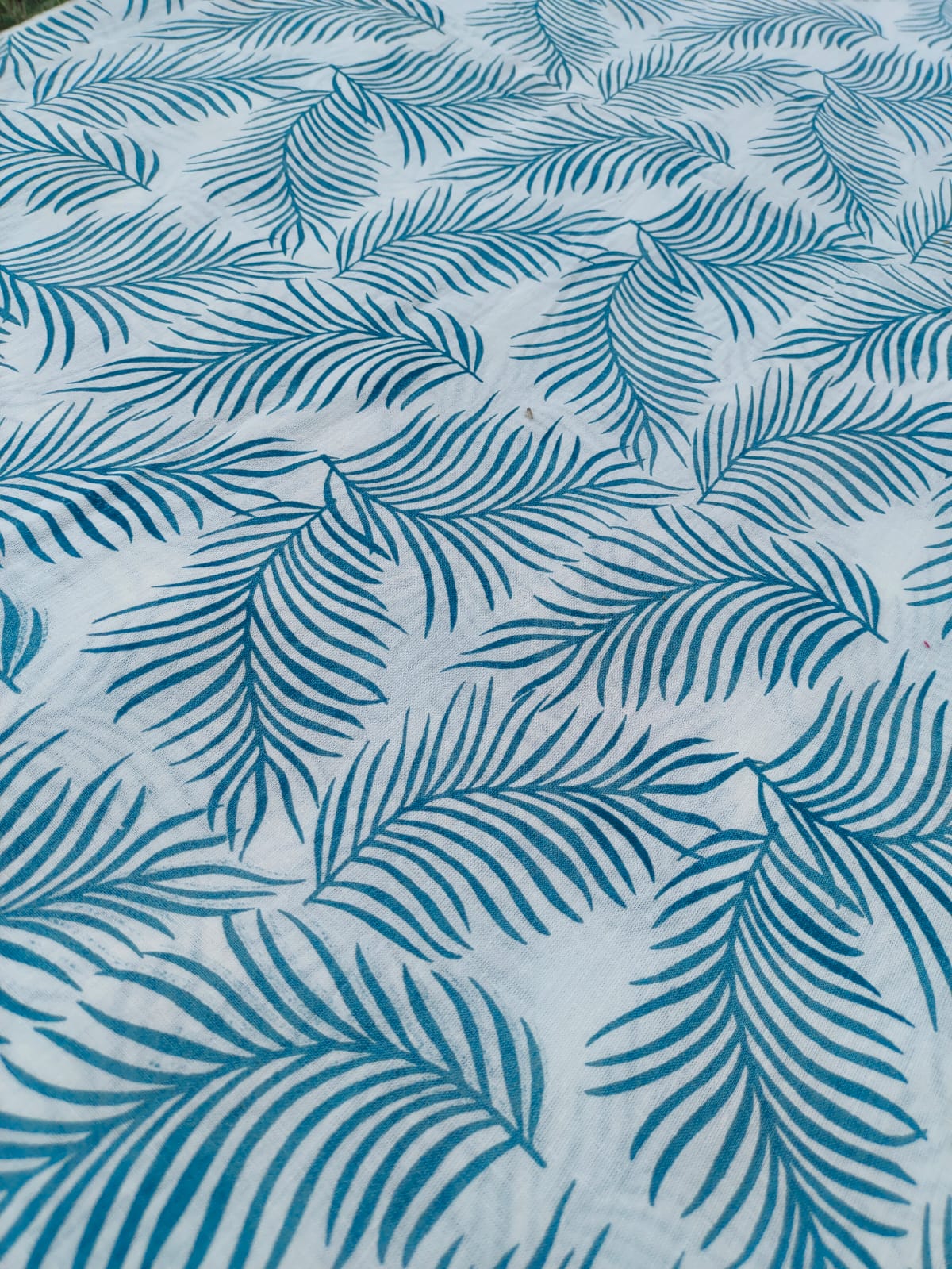 Ferns Cotton Cambric Fabric Width 44 inches- Teal Fabric per meter