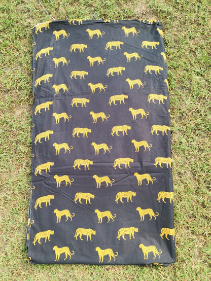 Leopard Print Cotton Cambric Fabric Width 44 inches - Black Fabric per meter