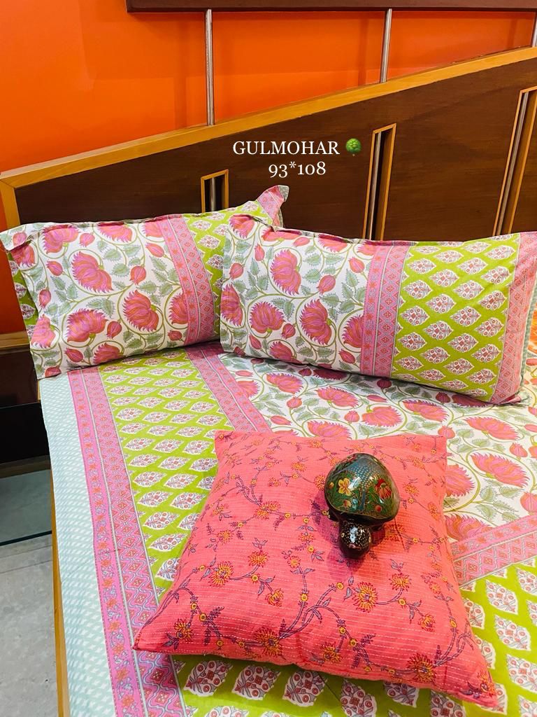Double Bedsheet Set with pillow covers- Gulmohar 20