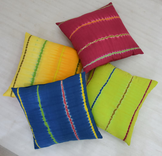 Hand Tie and Dye Lehariya -Set of 4 Cushion covers