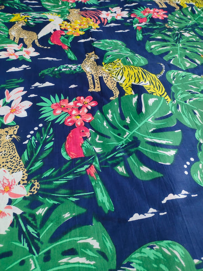 Jungle Navy cotton cambric 44 inches width Fabric per meter