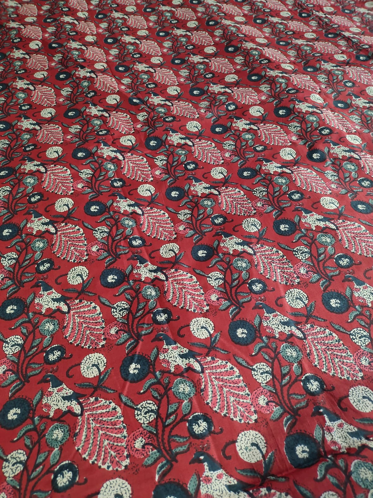Kainat Red cotton cambric 44 inches width Fabric per meter