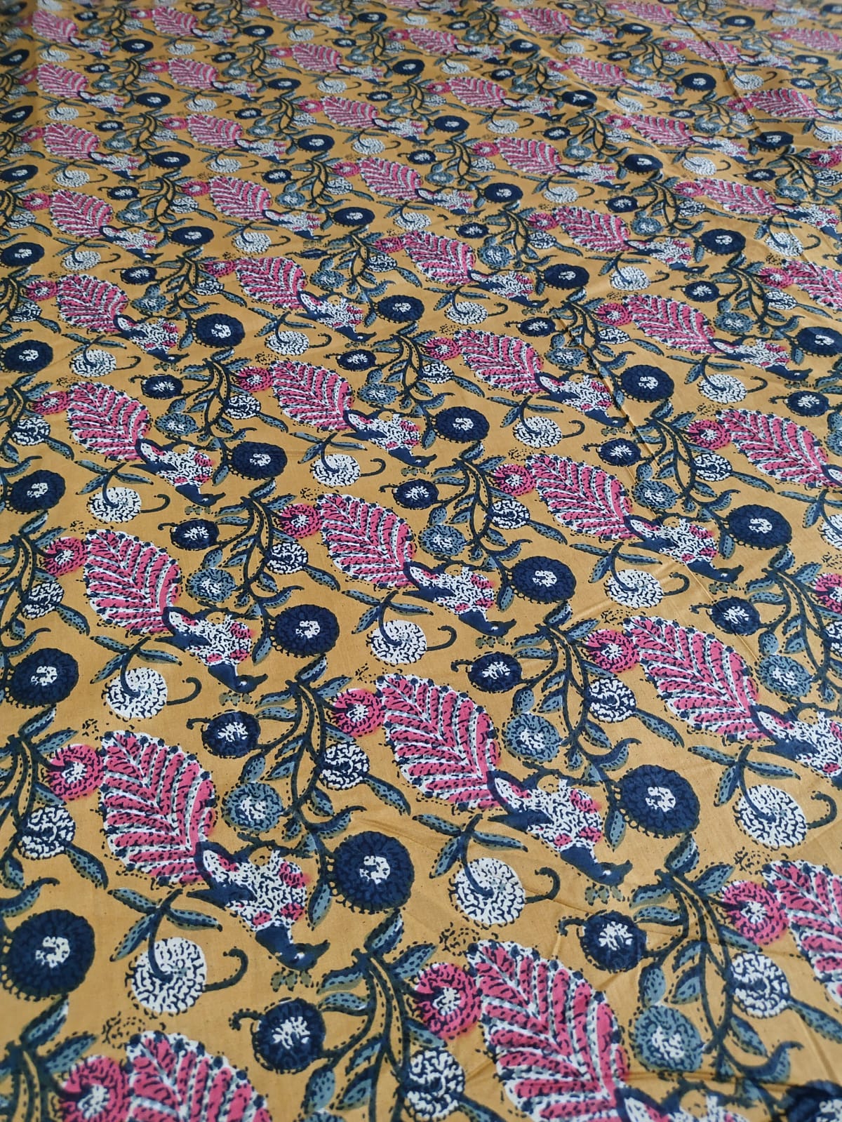 Kainat Mustard cotton cambric 44 inches width Fabric per meter